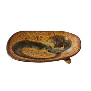 Clay Pottery Footed Dish Sedona AZ  Handcrafted Natural Earth Tones Signed